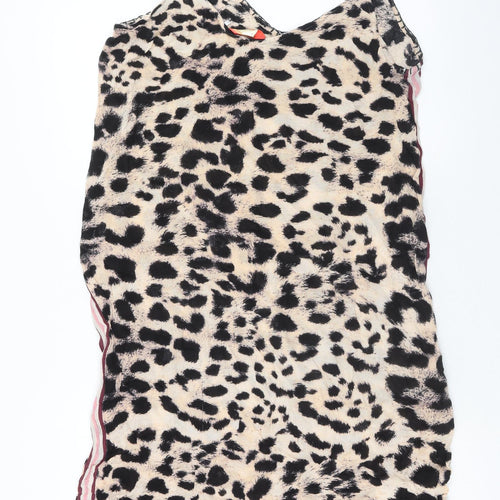 River Island Womens Brown Animal Print Viscose Slip Dress Size M V-Neck Pullover - Leopard Print