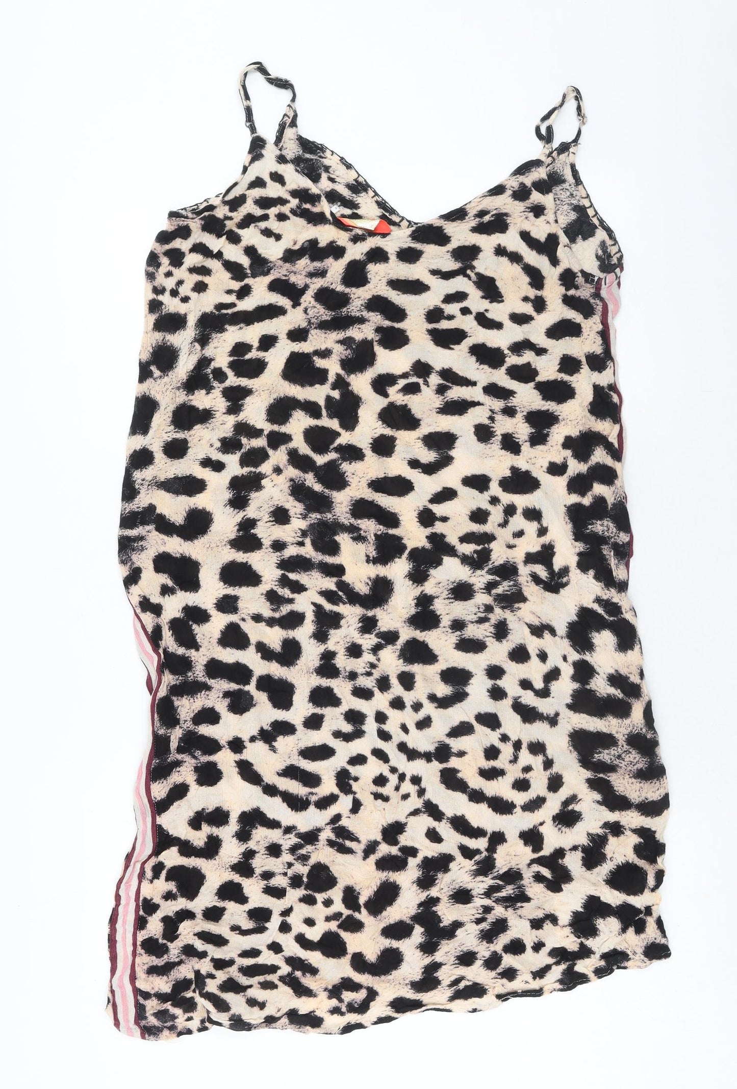 River Island Womens Brown Animal Print Viscose Slip Dress Size M V-Neck Pullover - Leopard Print