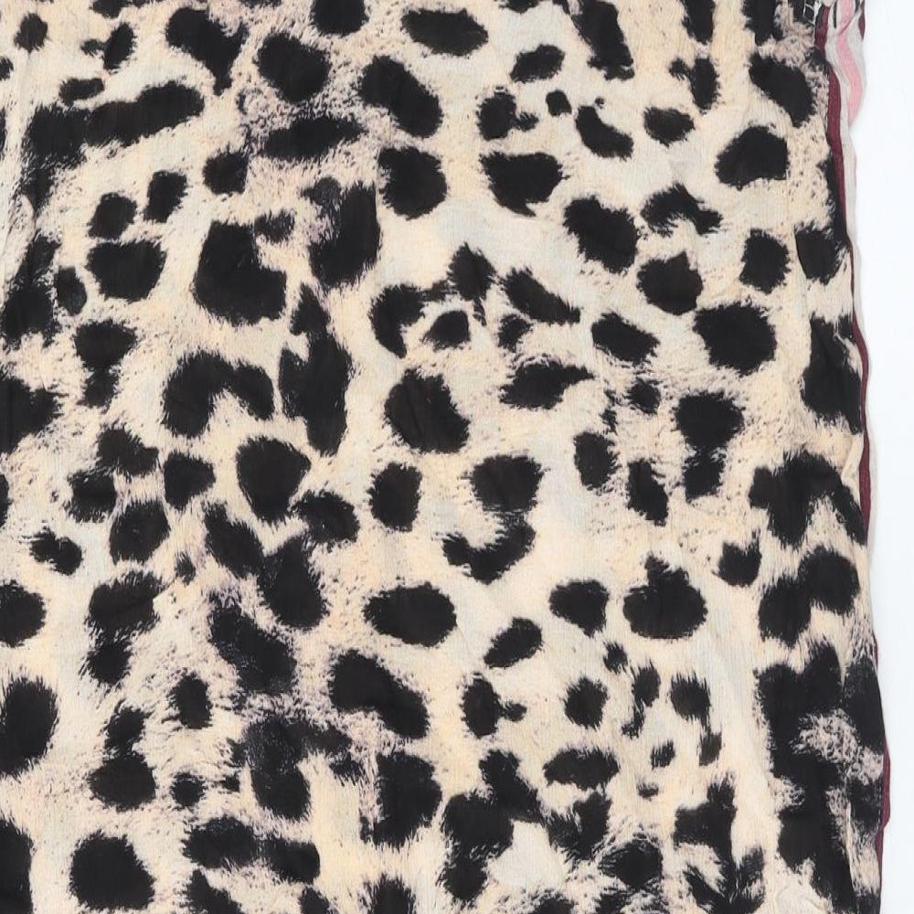 River Island Womens Brown Animal Print Viscose Slip Dress Size M V-Neck Pullover - Leopard Print
