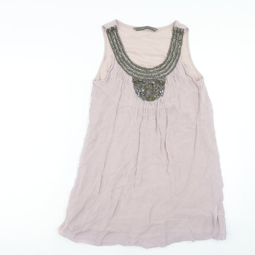 Zara Womens Purple Viscose Basic Tank Size XS Round Neck