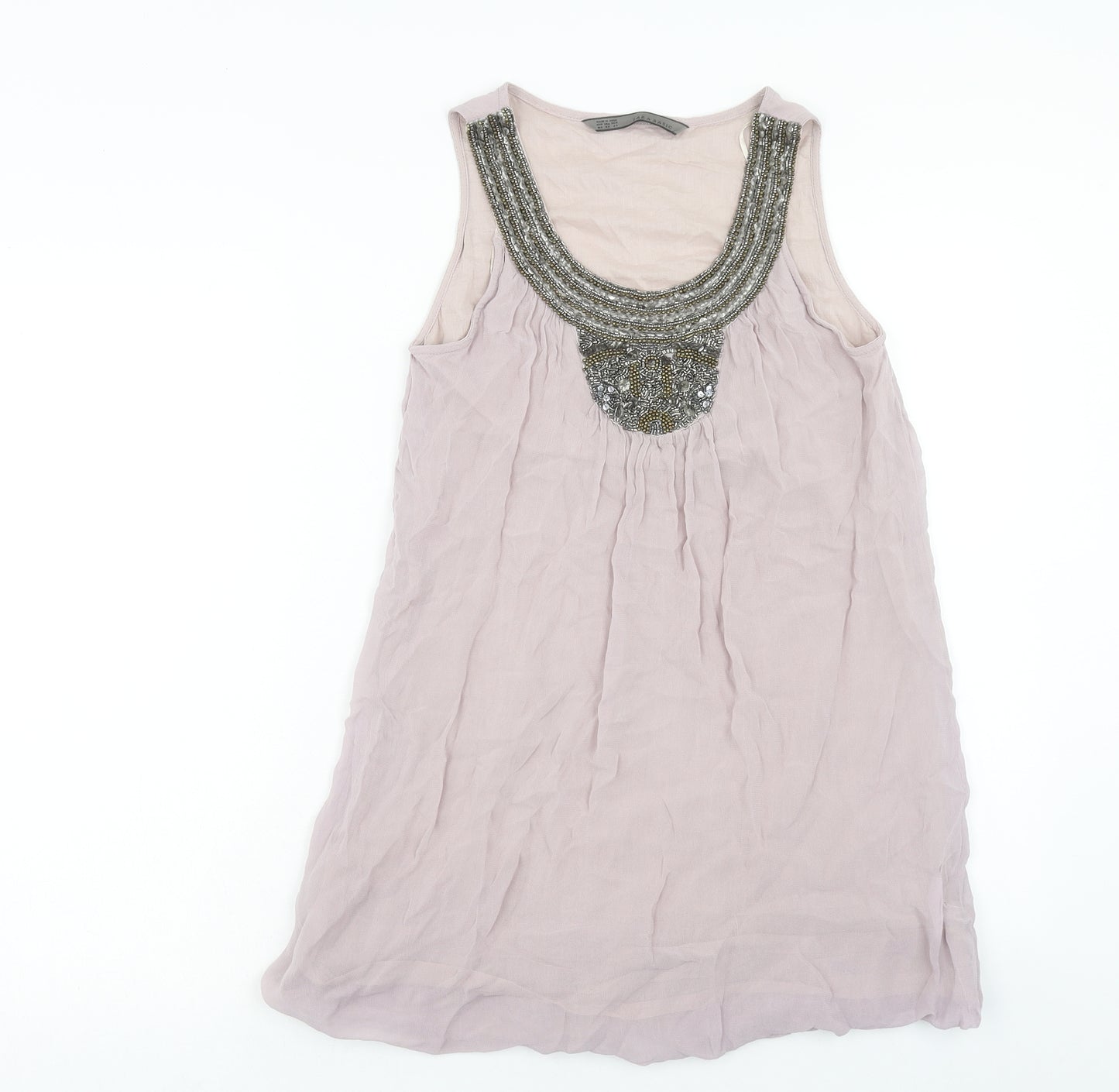 Zara Womens Purple Viscose Basic Tank Size XS Round Neck