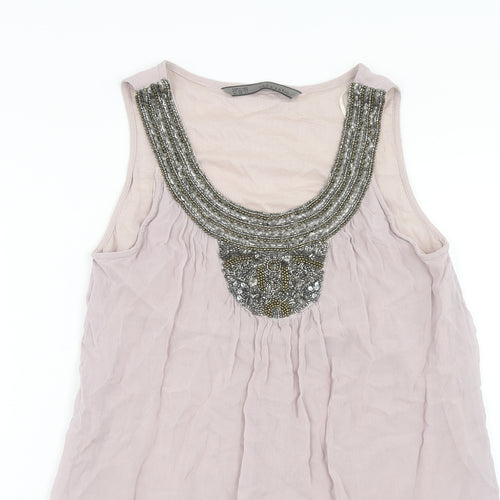 Zara Womens Purple Viscose Basic Tank Size XS Round Neck