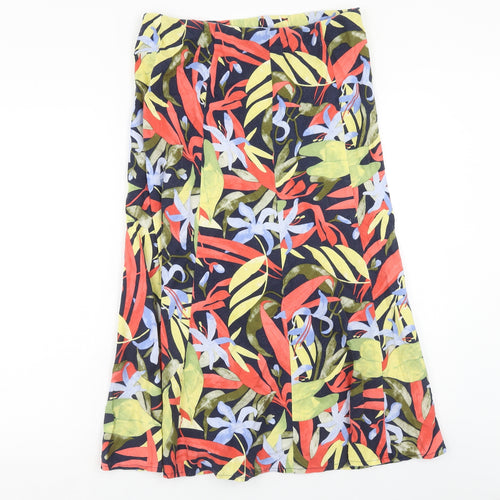 ble Womens Multicoloured Floral Cotton Swing Skirt Size 12