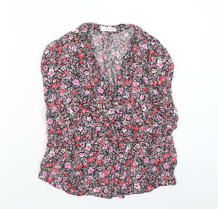 Mango Womens Pink Floral Viscose Basic Tank Size XS V-Neck