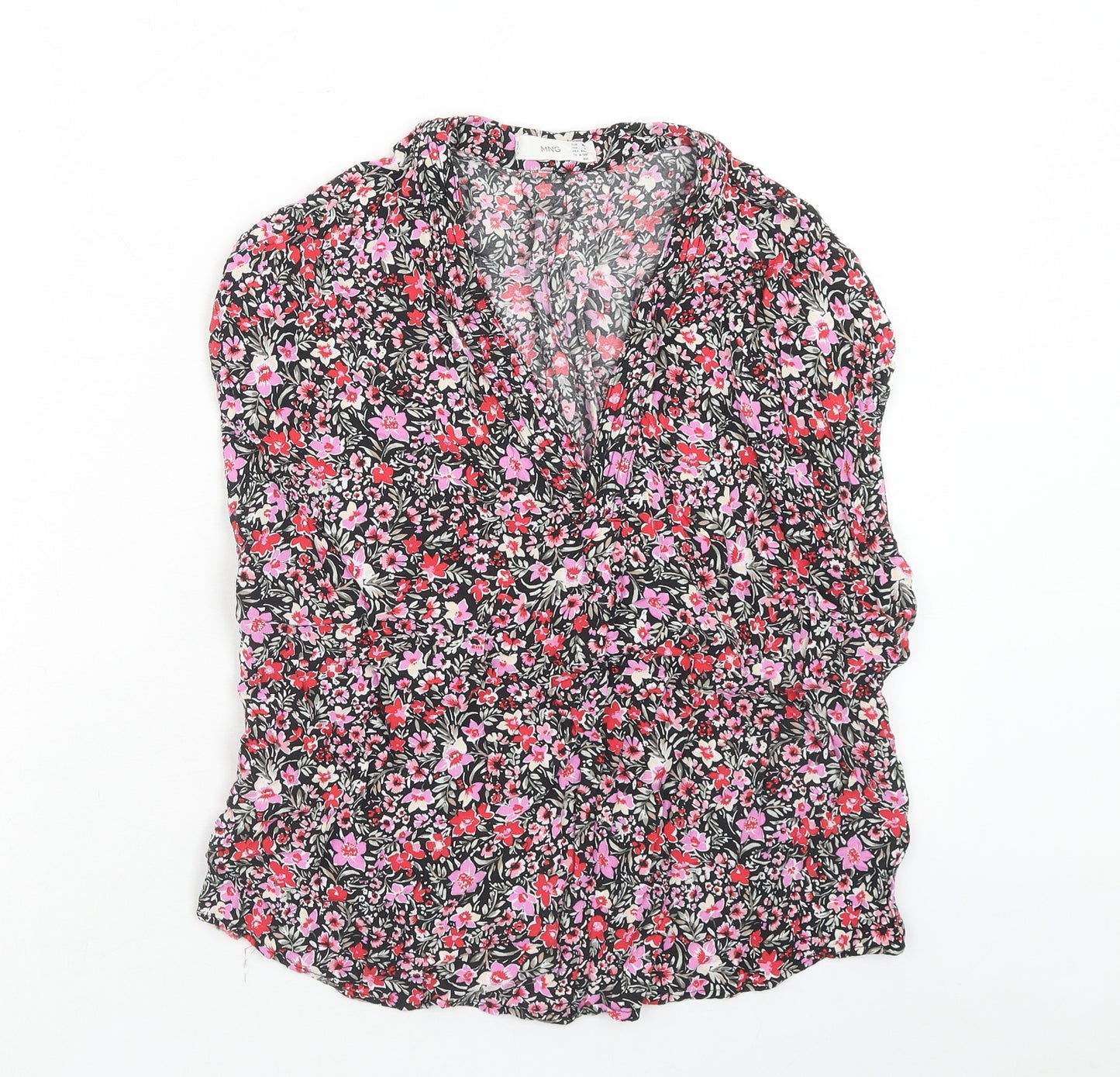 Mango Womens Pink Floral Viscose Basic Tank Size XS V-Neck