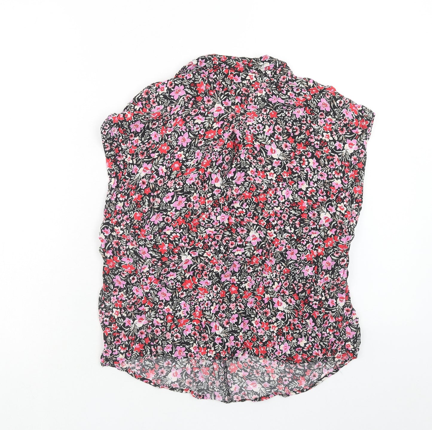 Mango Womens Pink Floral Viscose Basic Tank Size XS V-Neck