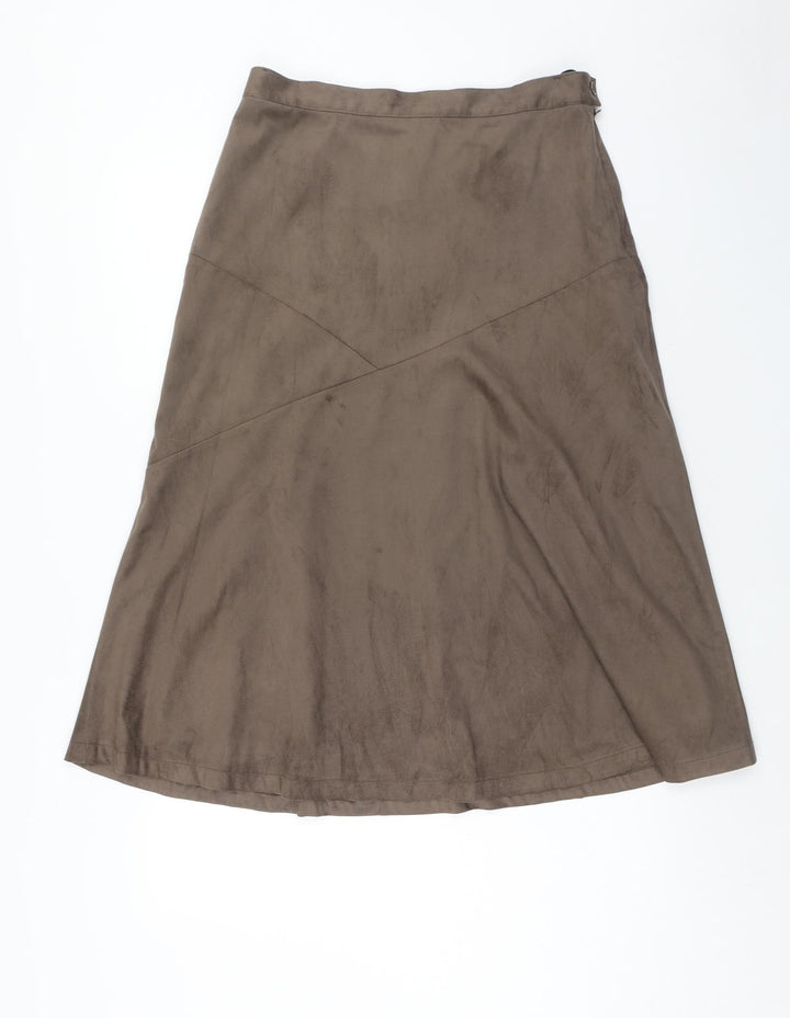 Fair Lady Womens Brown Polyester Swing Skirt Size 14 Button