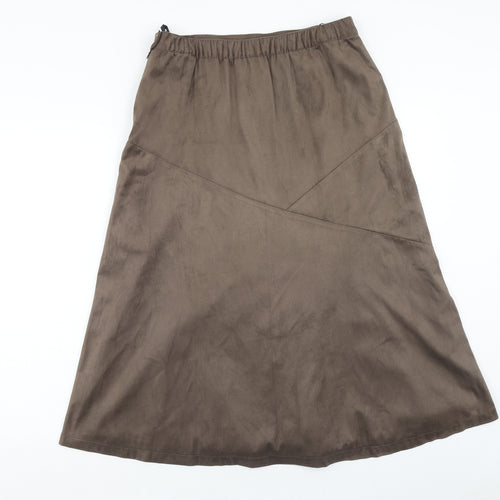 Fair Lady Womens Brown Polyester Swing Skirt Size 14 Button