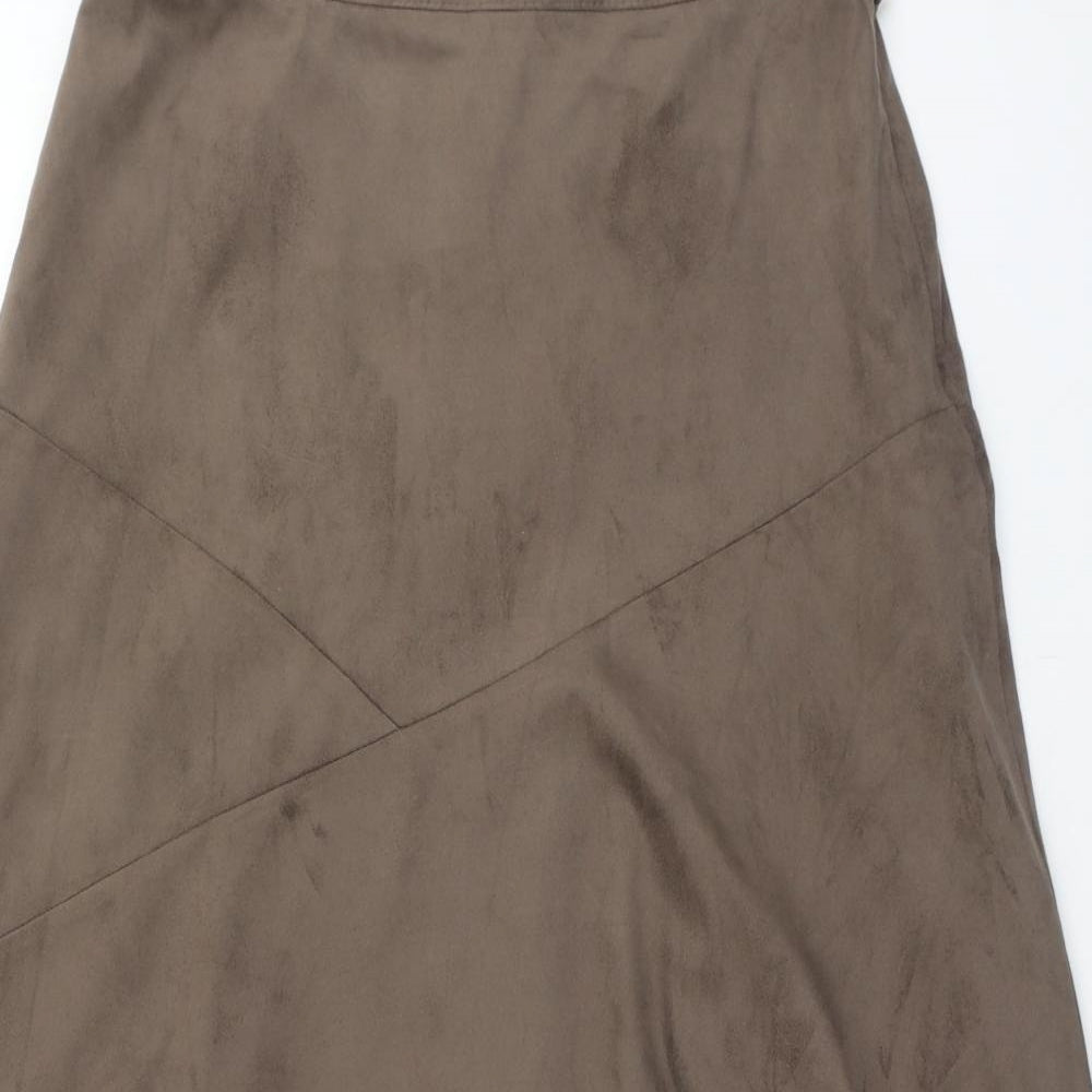 Fair Lady Womens Brown Polyester Swing Skirt Size 14 Button