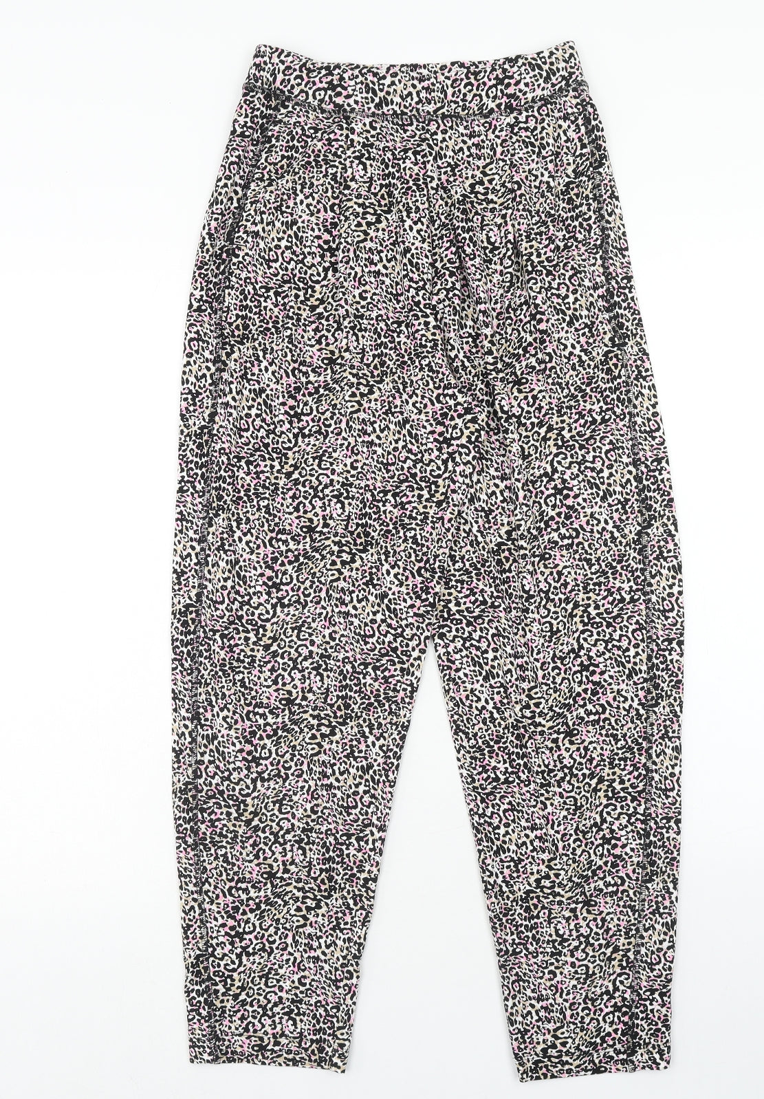 Marks and Spencer Womens Multicoloured Animal Print Viscose Harem Trousers Size 6 Regular - Leopard Pattern