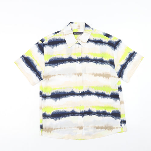 Marks and Spencer Womens Multicoloured Geometric Polyester Basic Button-Up Size 6 Collared