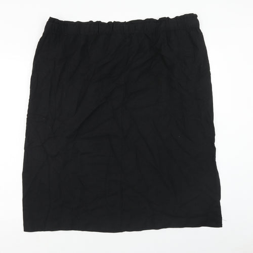 Marks and Spencer Womens Black Linen Straight & Pencil Skirt Size 24 Drawstring