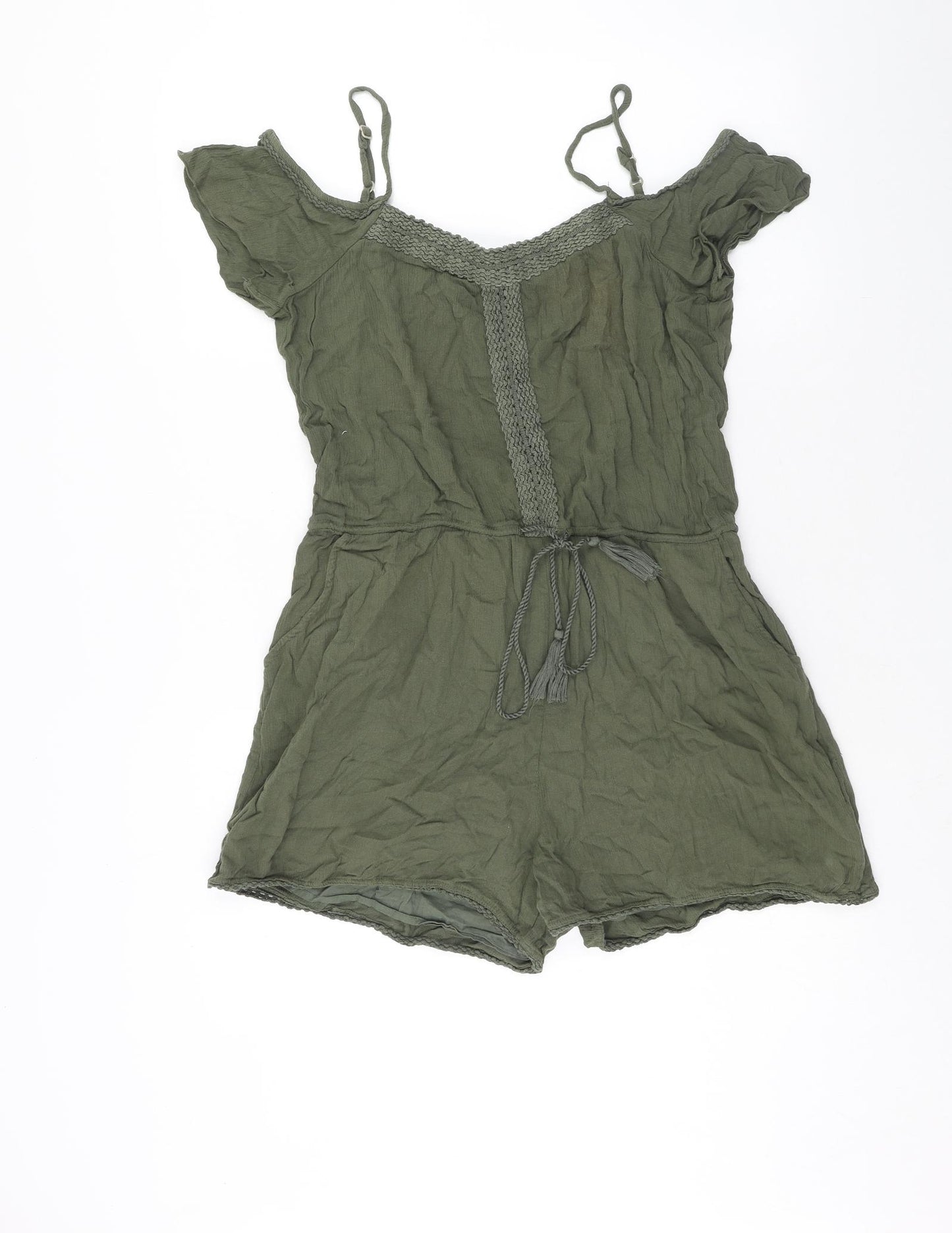 Dorothy Perkins Womens Green Viscose Playsuit One-Piece Size 16 Pullover