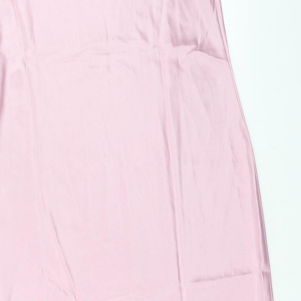 Jones New York Womens Pink Polyester Slip Dress Size L Square Neck Pullover