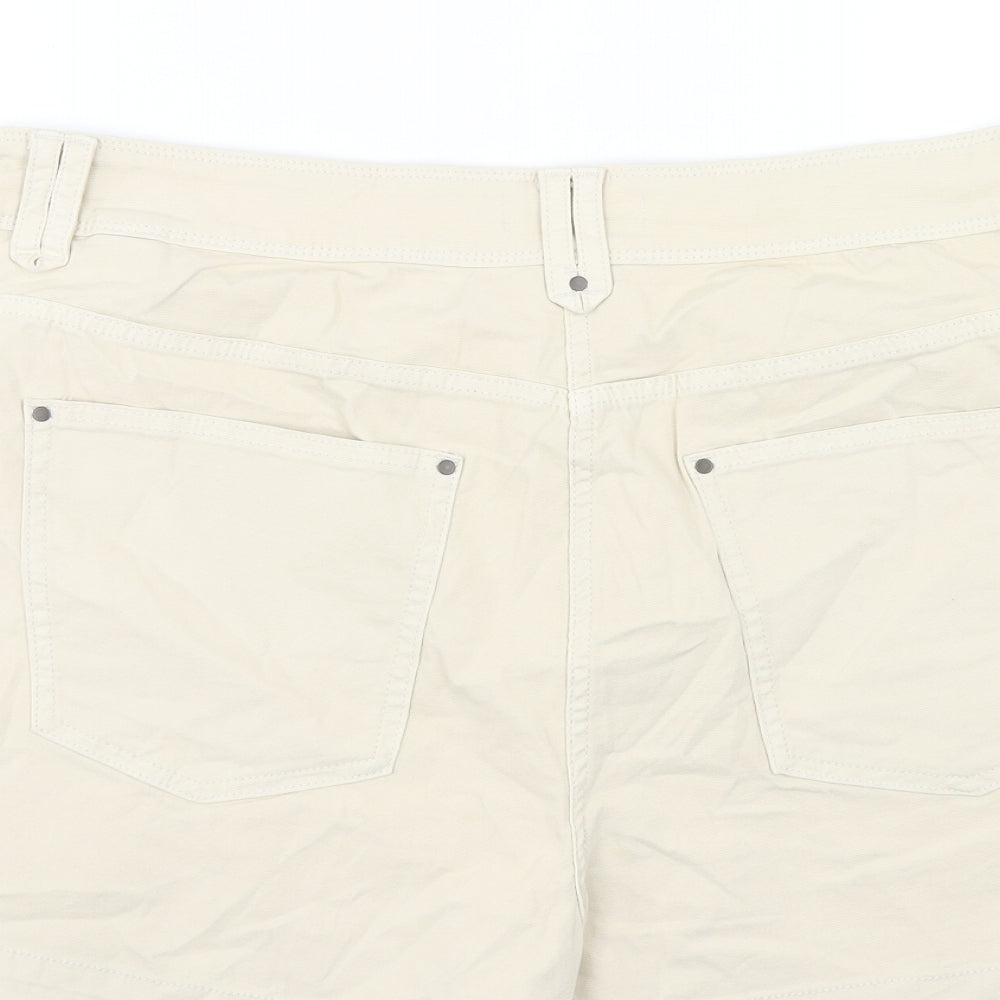 Marks and Spencer Womens Beige Cotton Chino Shorts Size 20 Regular Zip