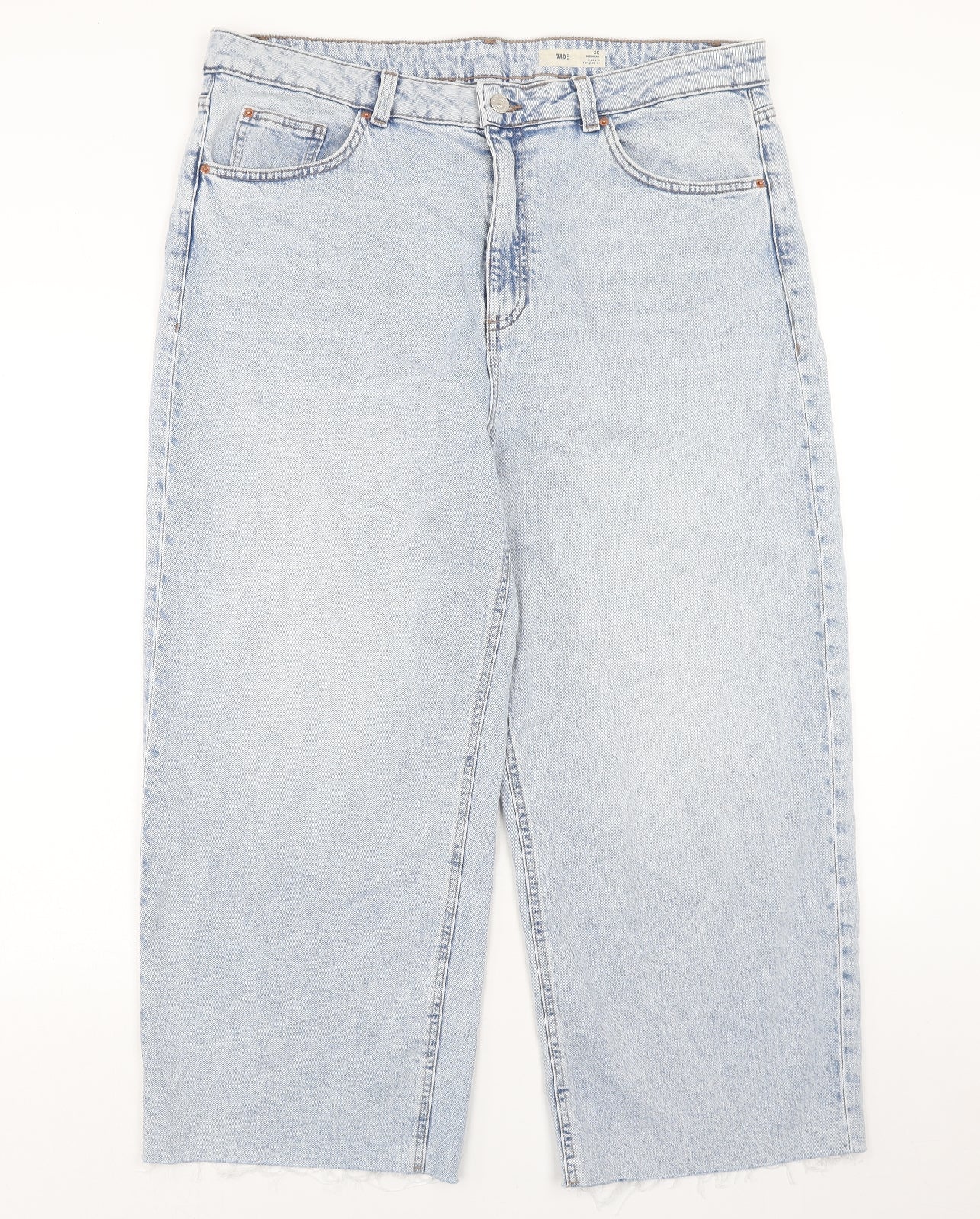 Marks and Spencer Womens Blue Cotton Straight Jeans Size 20 Regular Zip