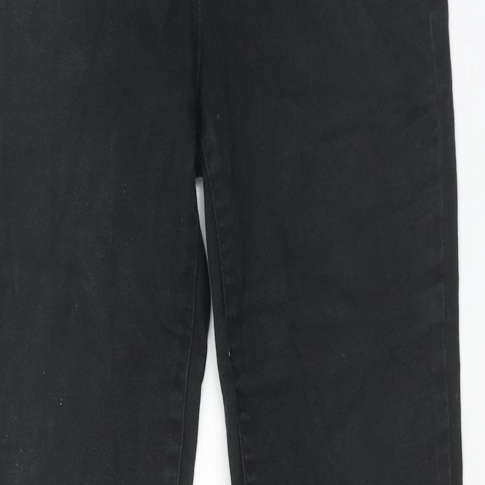 Marks and Spencer Womens Black Cotton Straight Jeans Size 10 Regular Zip