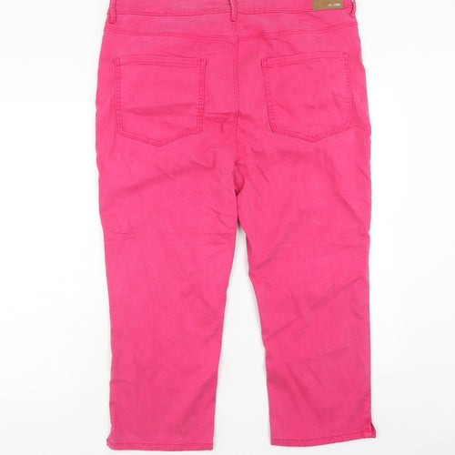 Marks and Spencer Womens Pink Cotton Cropped Jeans Size 20 Regular Zip