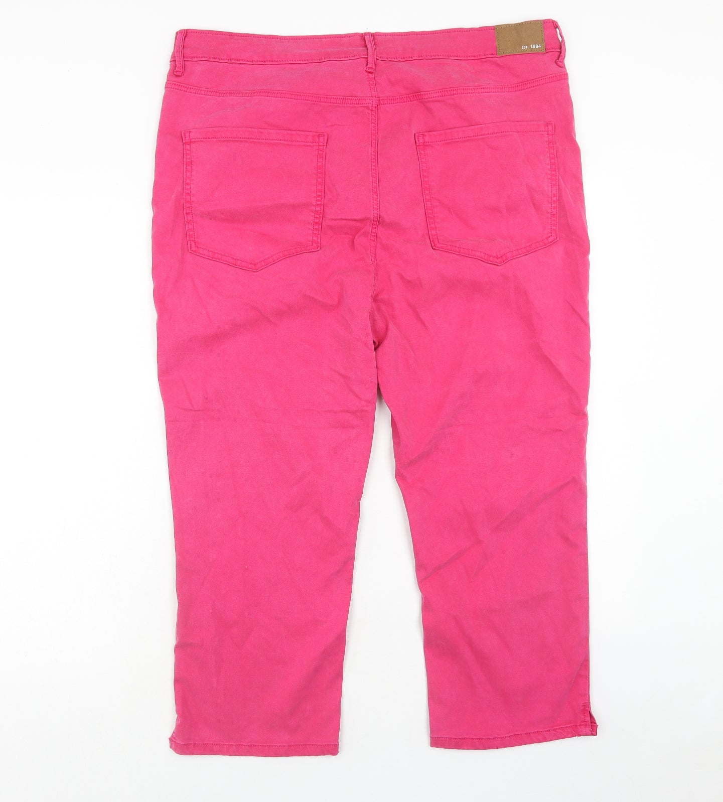 Marks and Spencer Womens Pink Cotton Cropped Jeans Size 20 Regular Zip