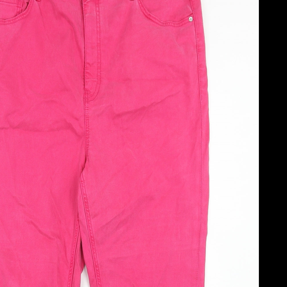 Marks and Spencer Womens Pink Cotton Cropped Jeans Size 20 Regular Zip