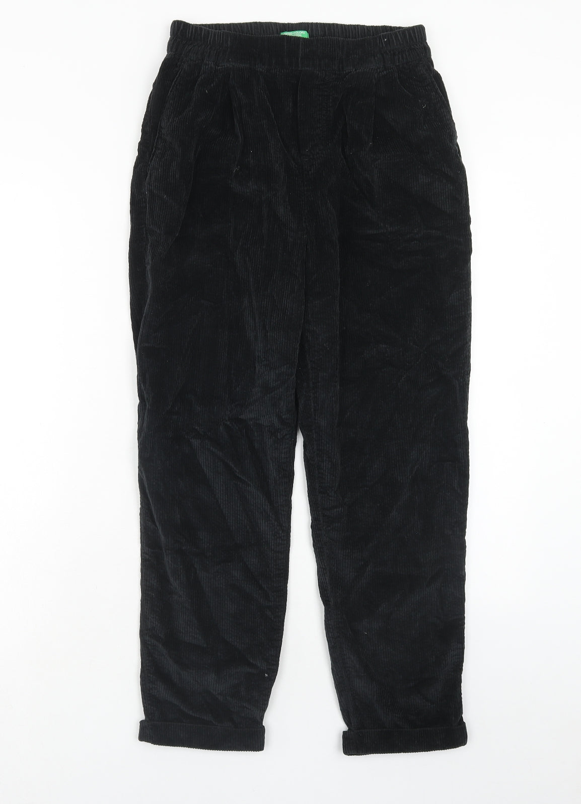 United Colors of Benetton Womens Black Cotton Trousers Size XS Regular