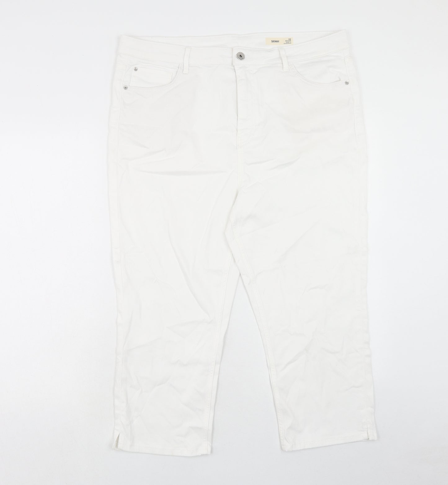 Marks and Spencer Womens White Cotton Skinny Jeans Size 20 Regular Zip