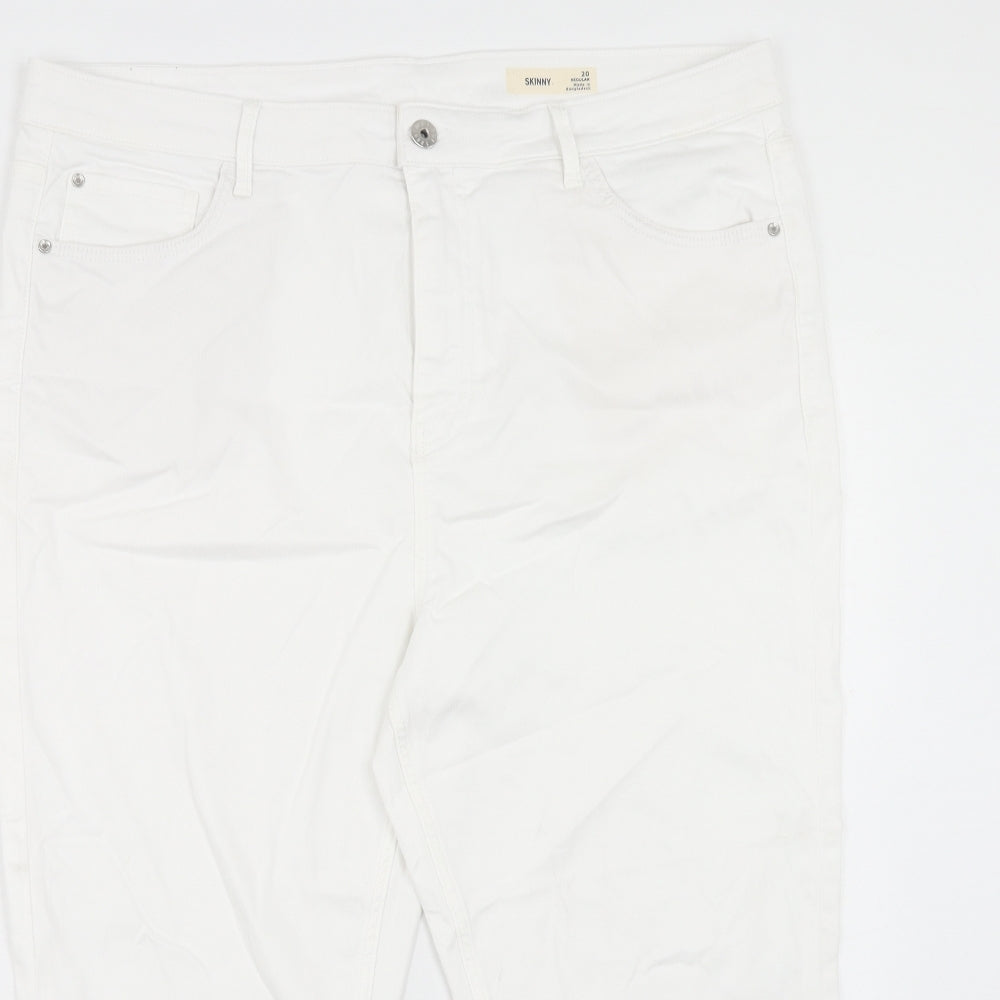 Marks and Spencer Womens White Cotton Skinny Jeans Size 20 Regular Zip