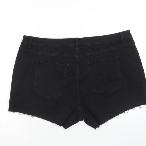 Marks and Spencer Womens Black Cotton Mom Shorts Size 24 Regular Zip