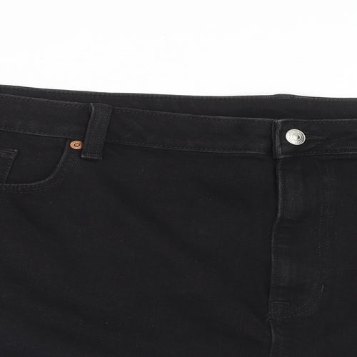 Marks and Spencer Womens Black Cotton Mom Shorts Size 24 Regular Zip