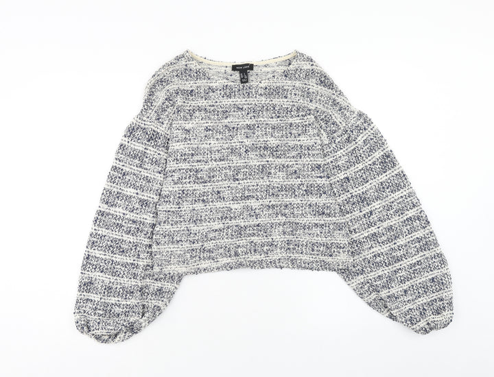 New Look Womens Blue Round Neck Cotton Pullover Jumper Size S