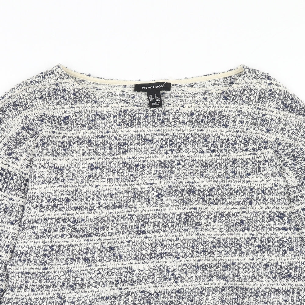 New Look Womens Blue Round Neck Cotton Pullover Jumper Size S