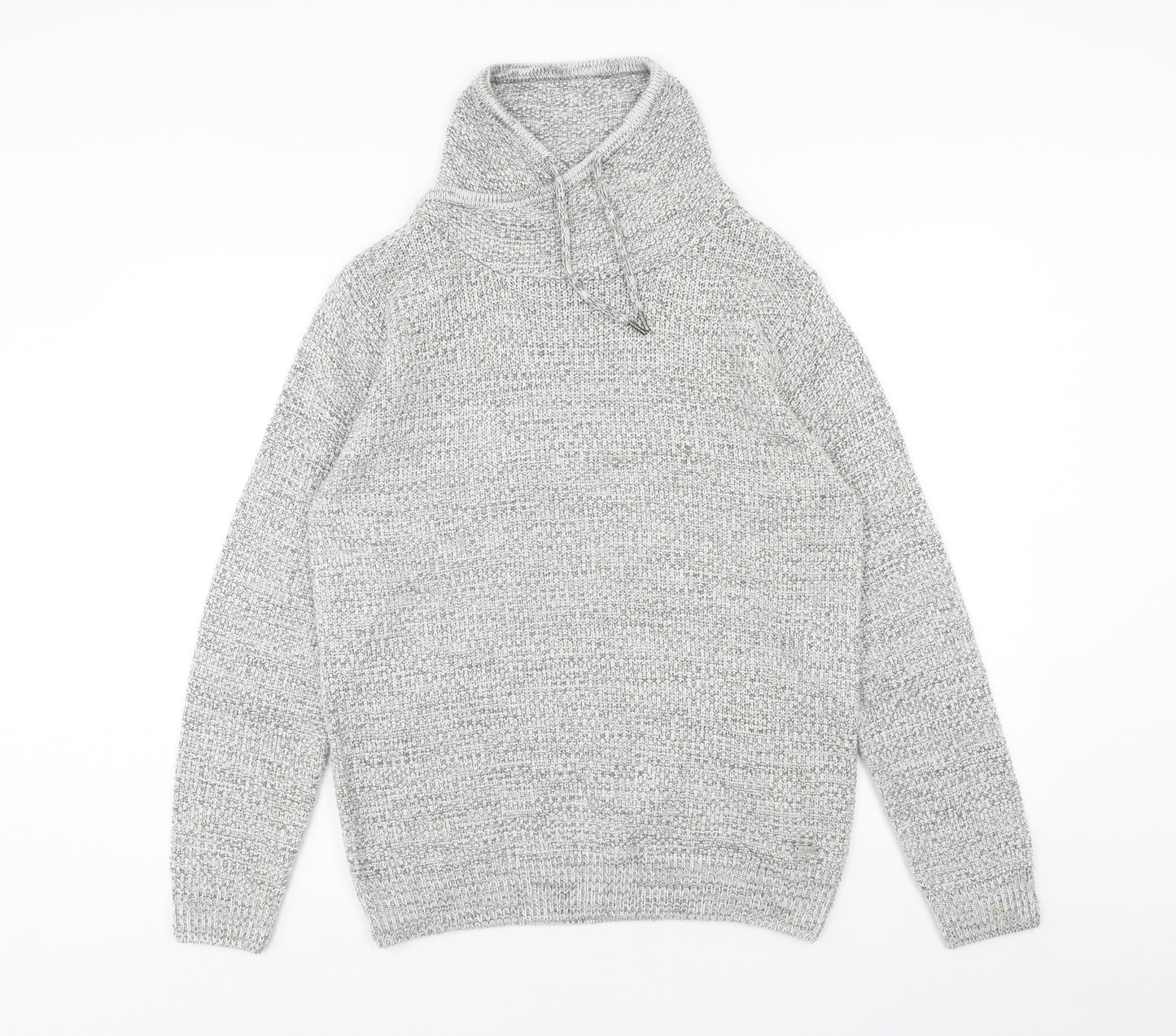 Firetrap Mens Grey High Neck Acrylic Pullover Jumper Size M Long Sleeve