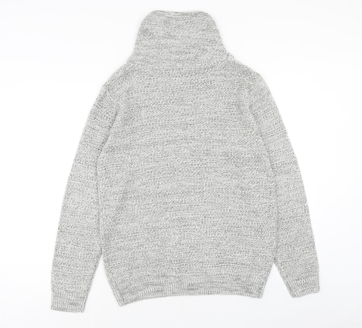 Firetrap Mens Grey High Neck Acrylic Pullover Jumper Size M Long Sleeve