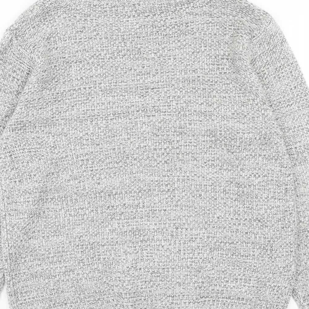 Firetrap Mens Grey High Neck Acrylic Pullover Jumper Size M Long Sleeve