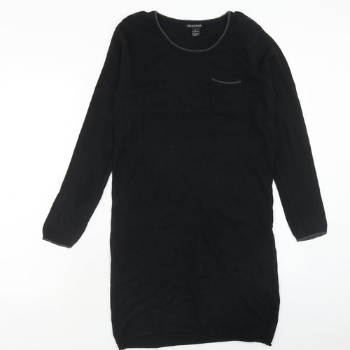 Selection Womens Black Acrylic Jumper Dress Size XL Boat Neck Pullover