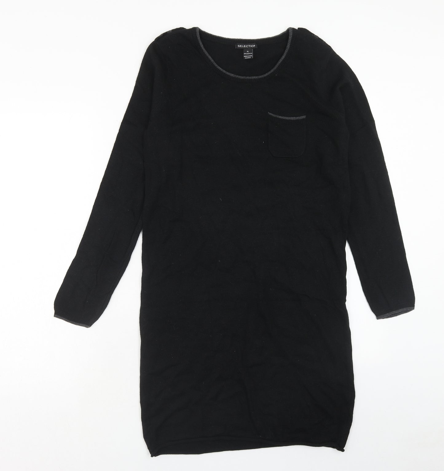 Selection Womens Black Acrylic Jumper Dress Size XL Boat Neck Pullover
