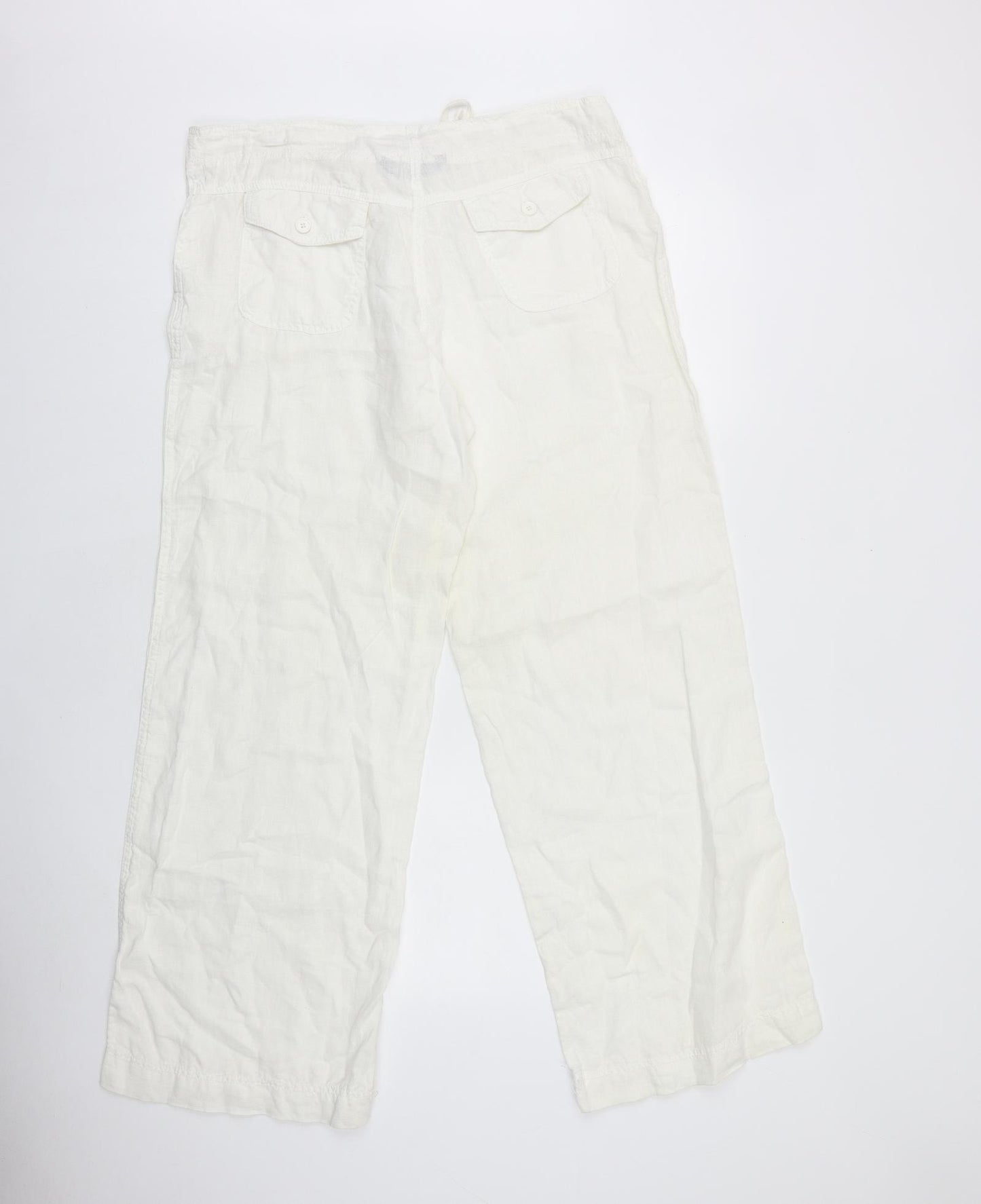 Primark Womens White Linen Trousers Size 12 L31 in Regular Zip
