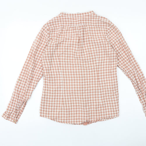 Springfield Womens Pink Geometric 100% Cotton Basic Button-Up Size 14 V-Neck