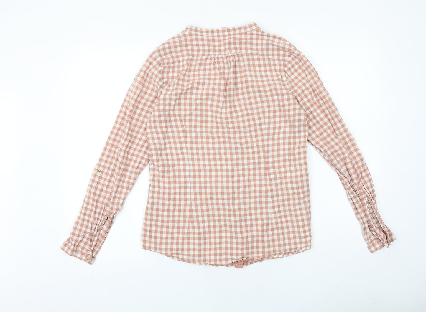 Springfield Womens Pink Geometric 100% Cotton Basic Button-Up Size 14 V-Neck
