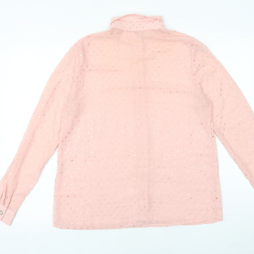Louche Womens Pink Geometric Polyester Basic Button-Up Size 10 V-Neck