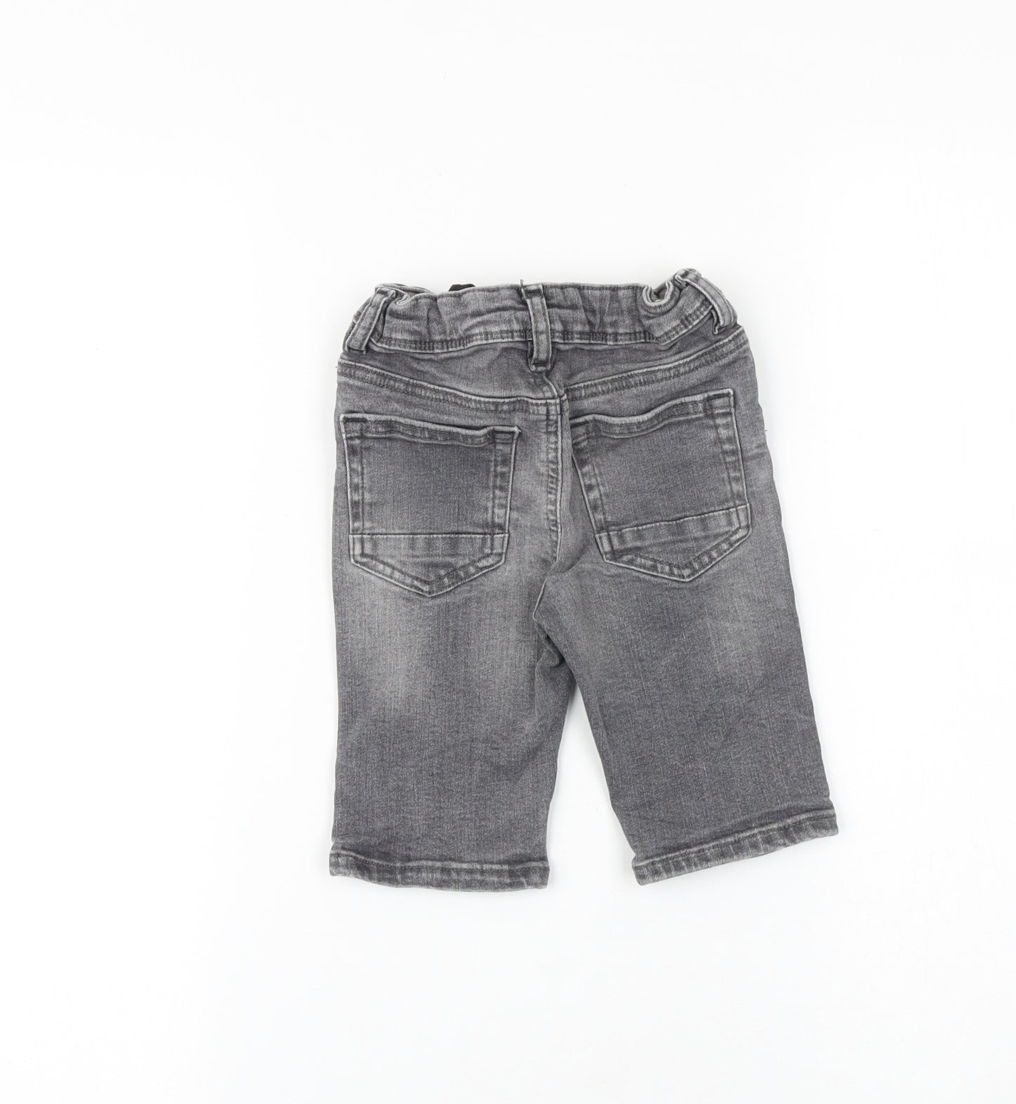 Denim & Co. Boys Grey 100% Cotton Straight Jeans Size 3-4 Years Regular Snap - Distressed