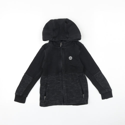 George Boys Black Cotton Full Zip Hoodie Size 5-6 Years Zip