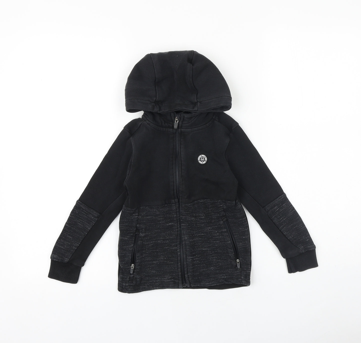 George Boys Black Cotton Full Zip Hoodie Size 5-6 Years Zip