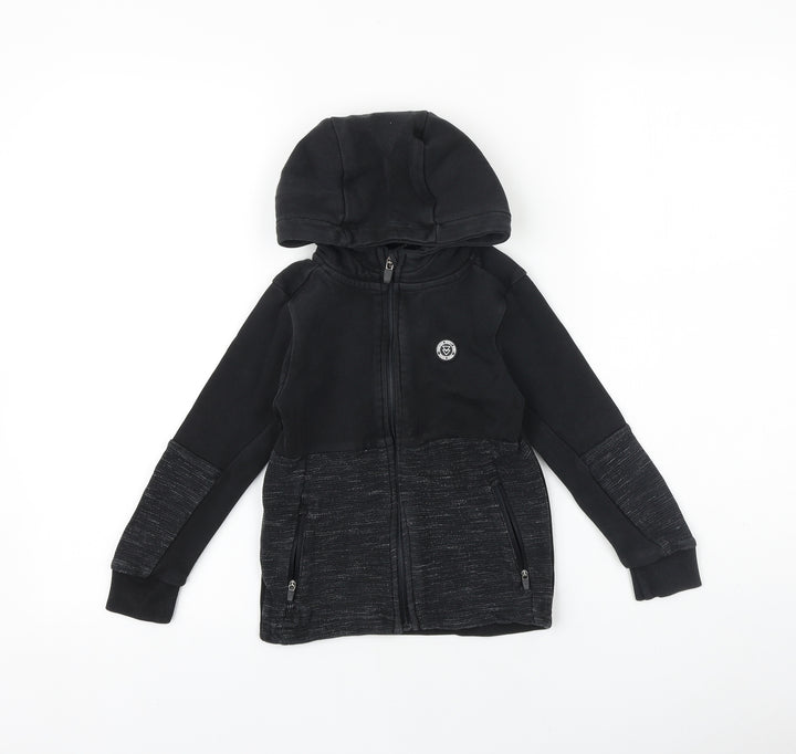 George Boys Black Cotton Full Zip Hoodie Size 5-6 Years Zip