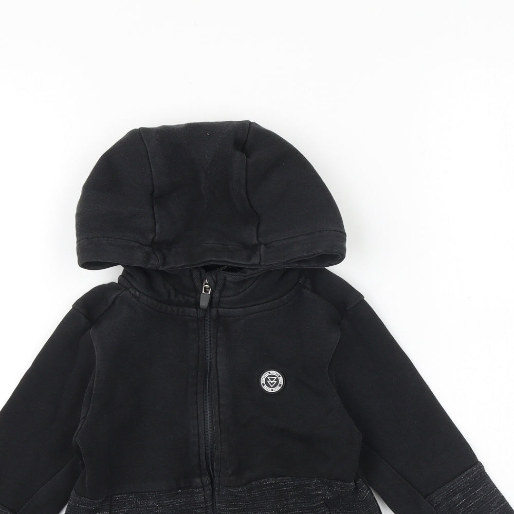 George Boys Black Cotton Full Zip Hoodie Size 5-6 Years Zip