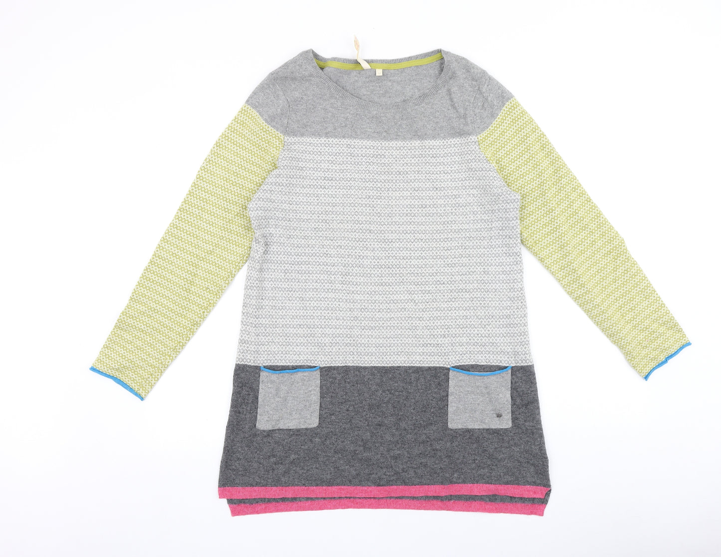 White Stuff Womens Multicoloured Scoop Neck 100% Cotton Tunic Jumper Size 12