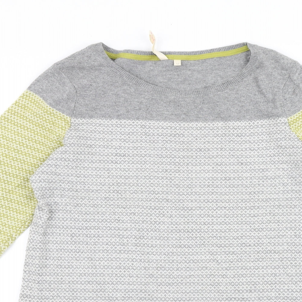 White Stuff Womens Multicoloured Scoop Neck 100% Cotton Tunic Jumper Size 12