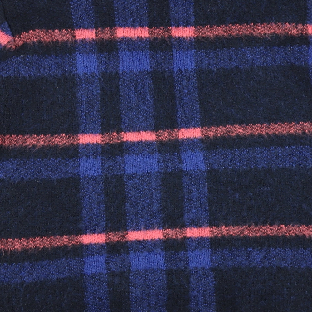 F&F Womens Black Round Neck Plaid 100% Cotton Pullover Jumper Size 12
