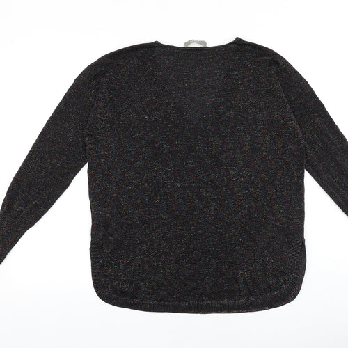 Oasis Womens Black V-Neck 100% Cotton Pullover Jumper Size S