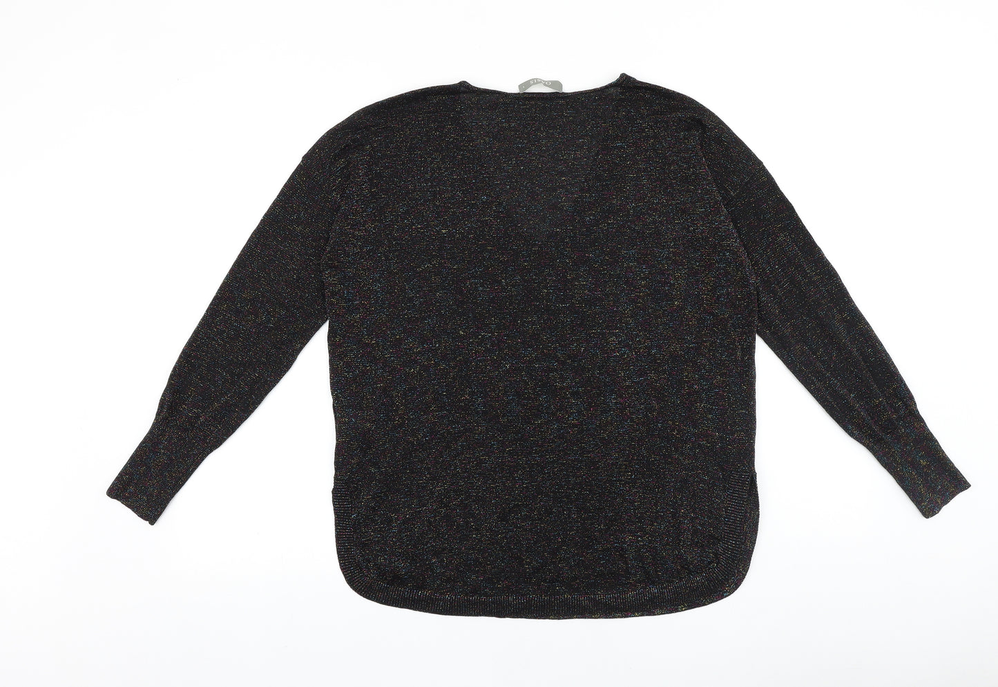 Oasis Womens Black V-Neck 100% Cotton Pullover Jumper Size S